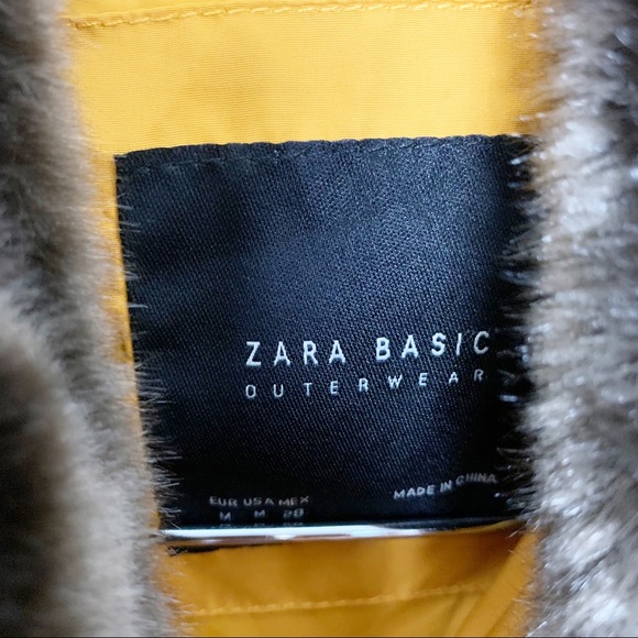Zara Jackets & Coats Zara Mustard Yellow Puffer Belted Coat Size